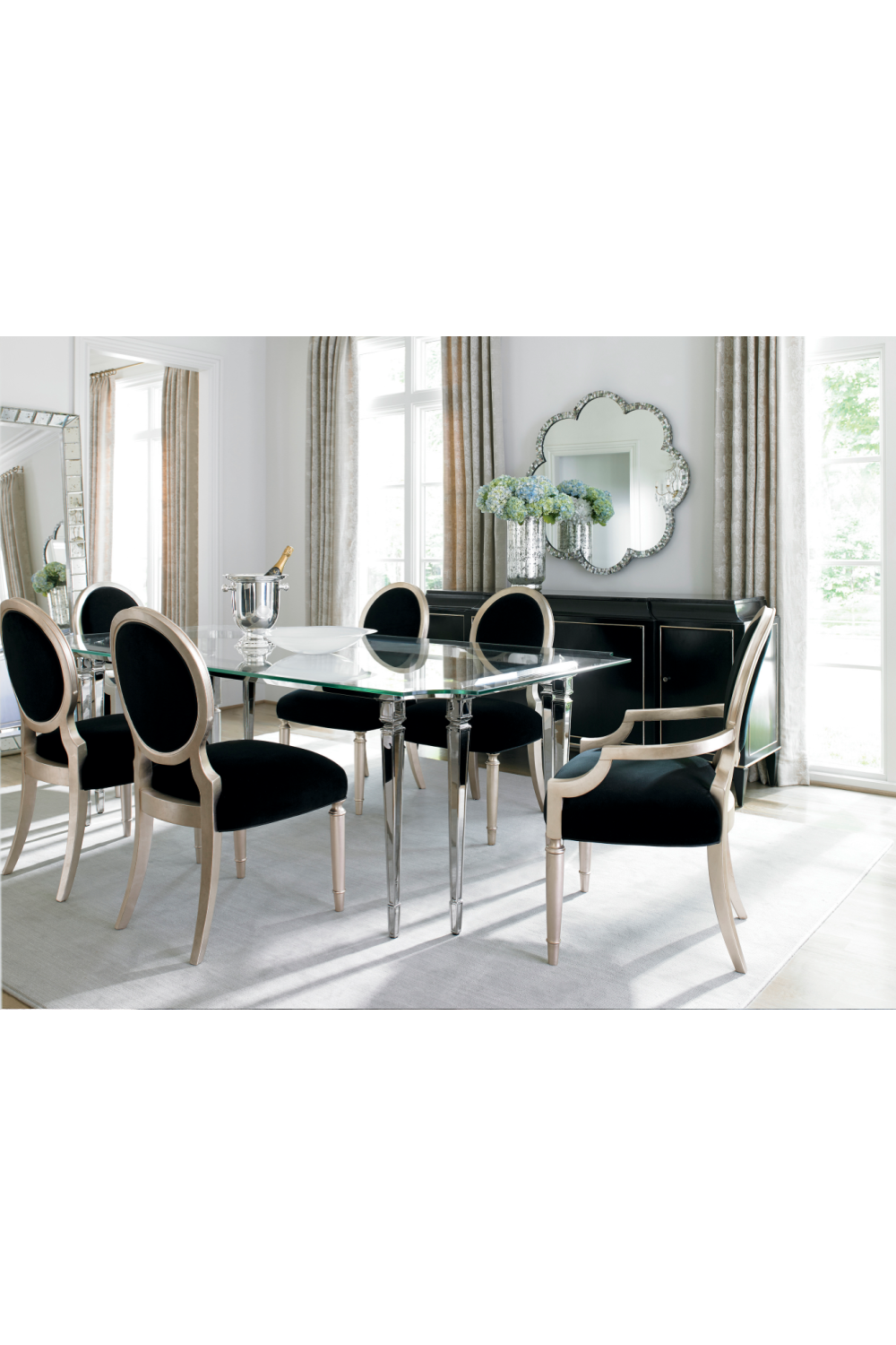 Black Velvet Dining Chairs (2) | Caracole Chit-Chat | Oroa.com