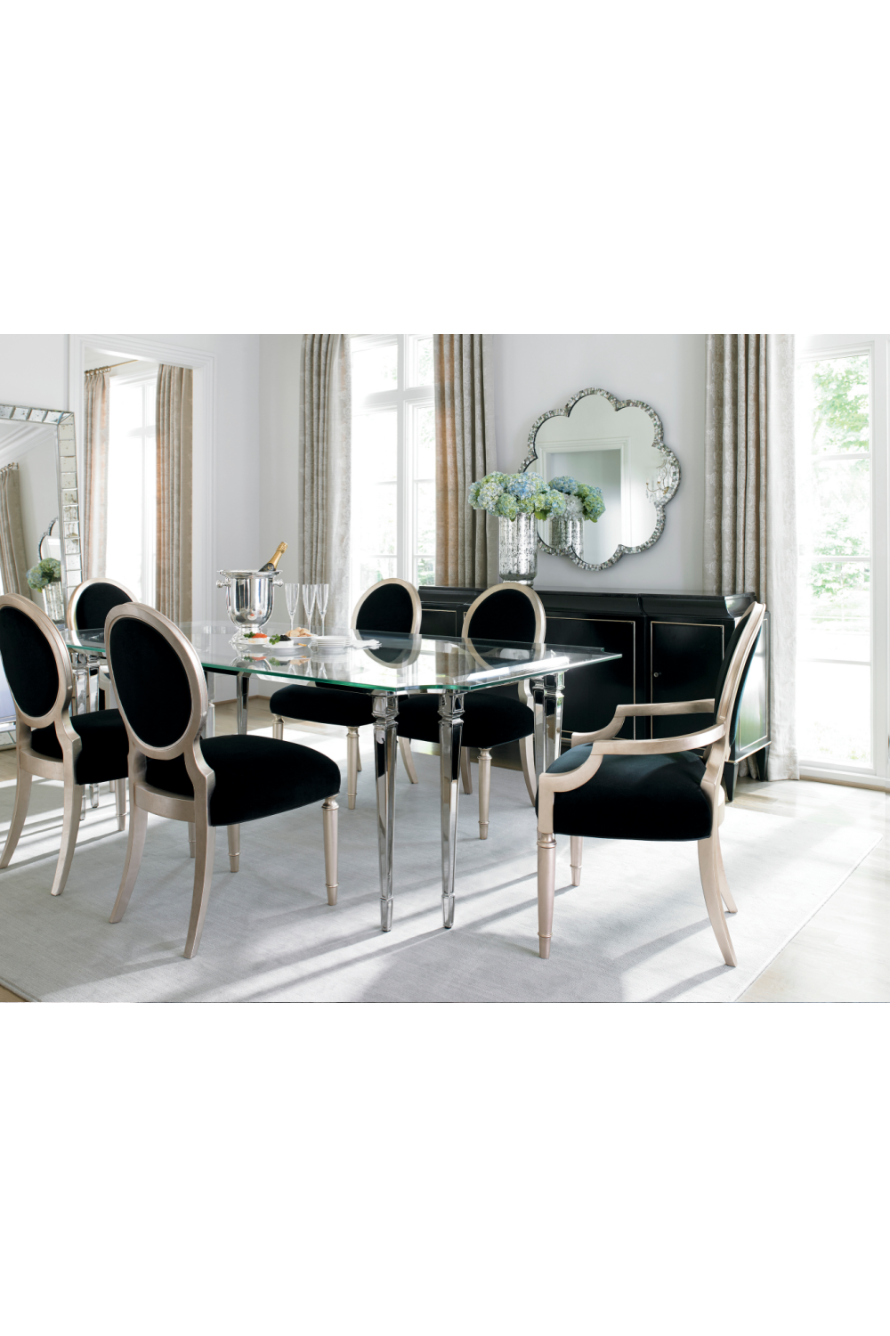 Black Velvet Dining Chairs (2) | Caracole Chit-Chat | Oroa.com