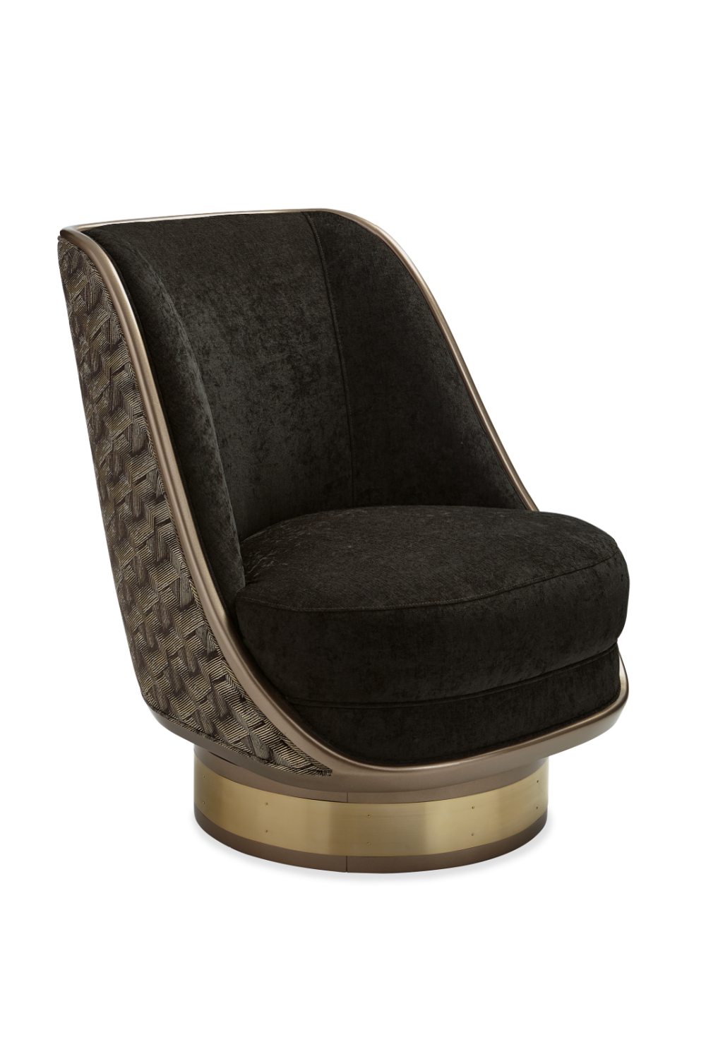 Brown Chenille Swivel Chair | Caracole Go For A Spin | Oroa.com