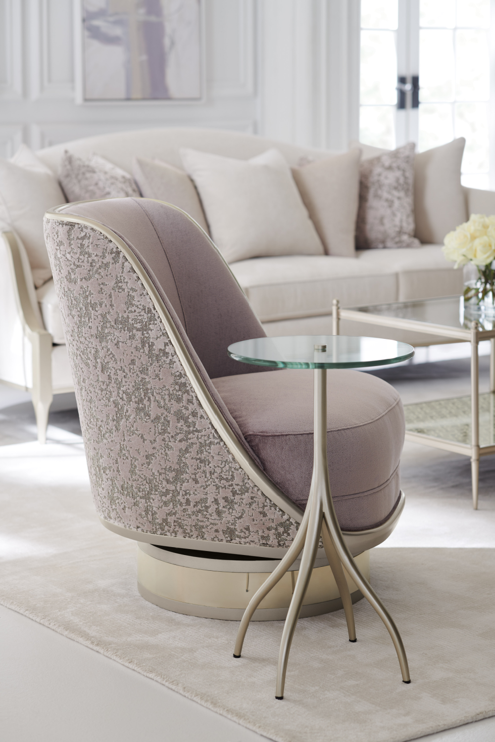 Gray Velvet Swivel Chair | Caracole Go For A Spin | Oroa.com