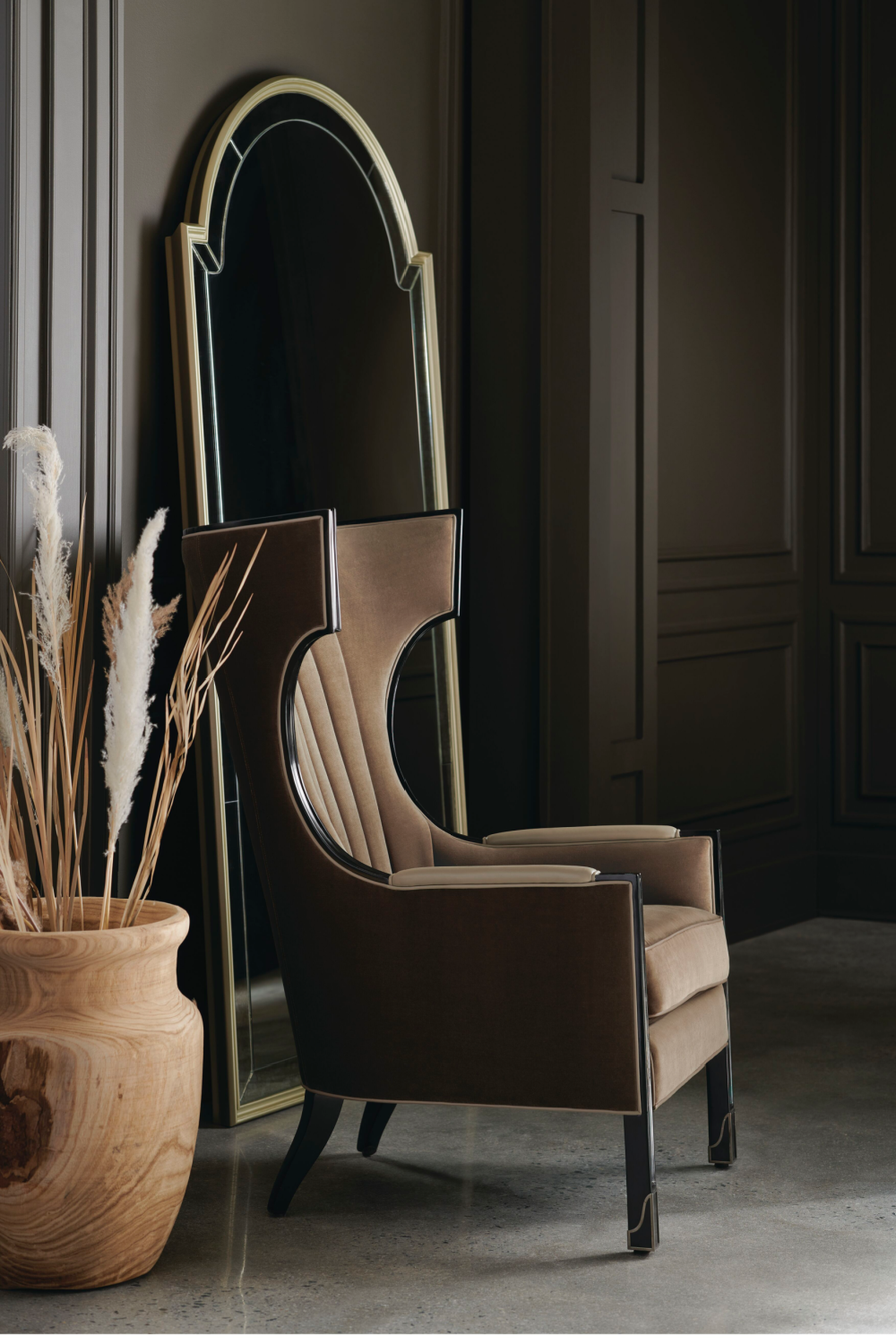 Gray Velvet Wingback Chair | Caracole Wing Tip | Oroa.com