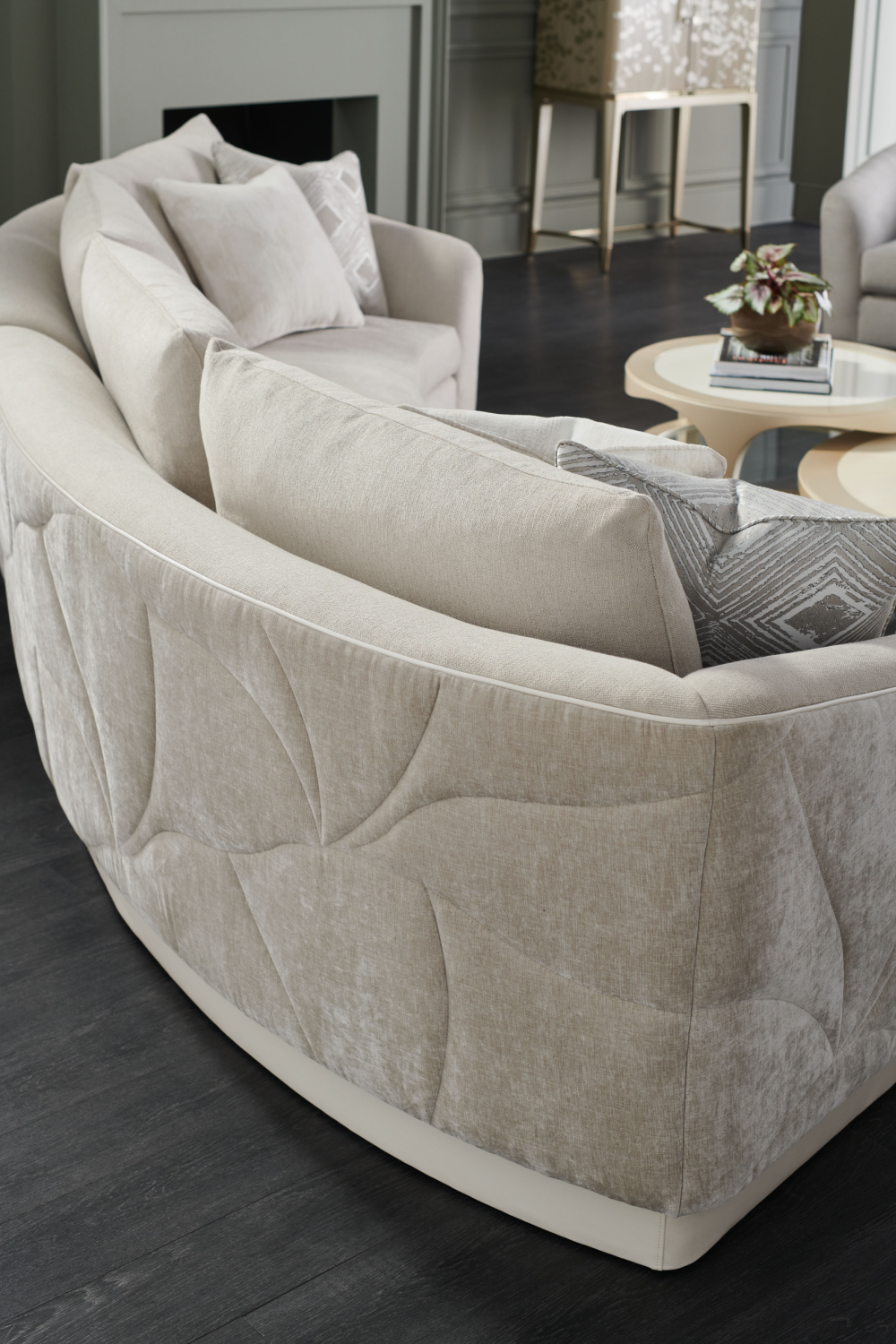 Gray Quilted Curve Loveseat | Caracole Fanciful | Oroa.com