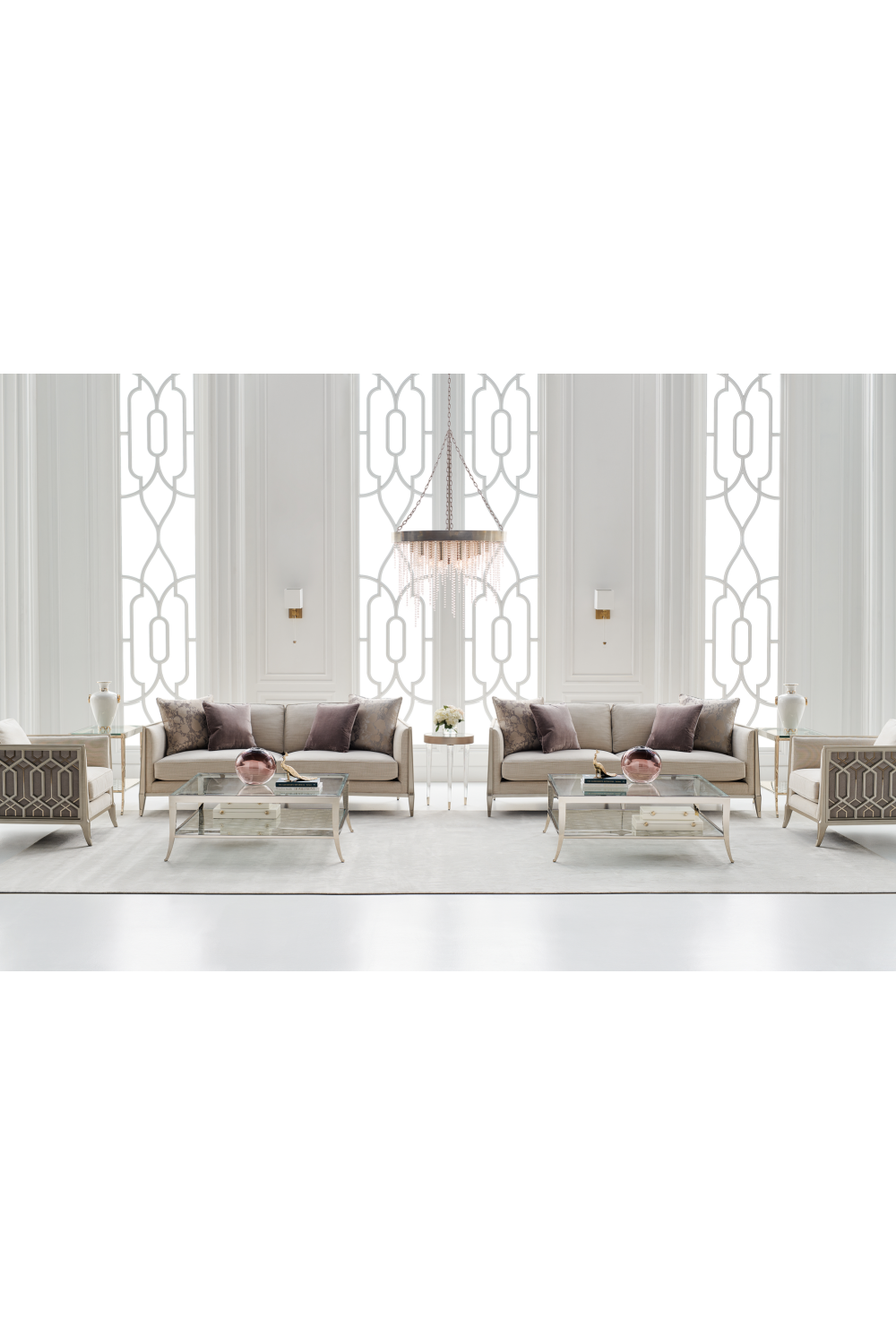 Cream Carved Modern Sofa | Caracole Just Duet | Oroa.com