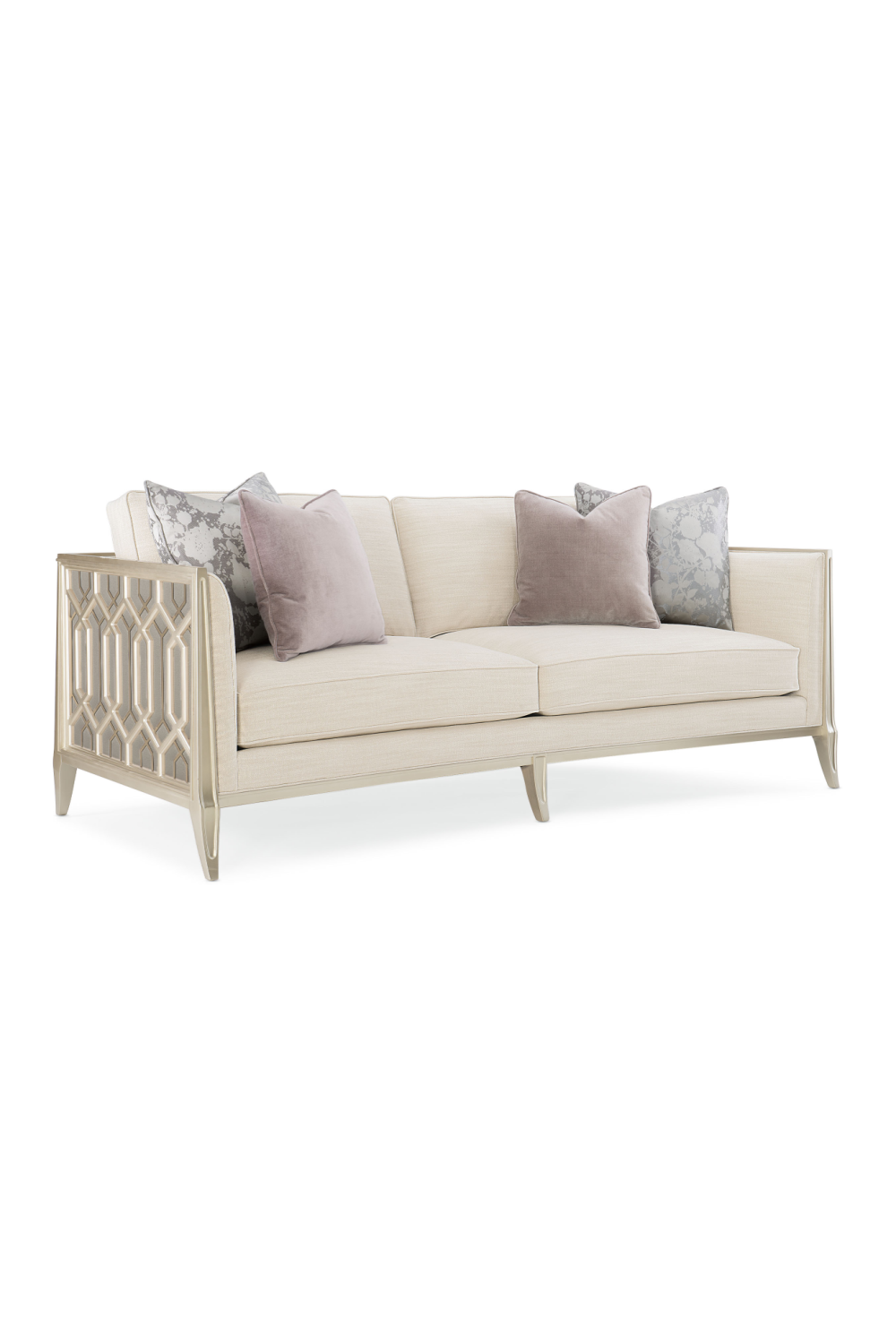 Cream Carved Modern Sofa | Caracole Just Duet | Oroa.com