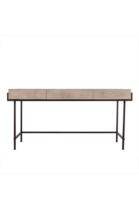 Cream Shagreen Desk with Wooden Drawers | Andrew Martin Mabel