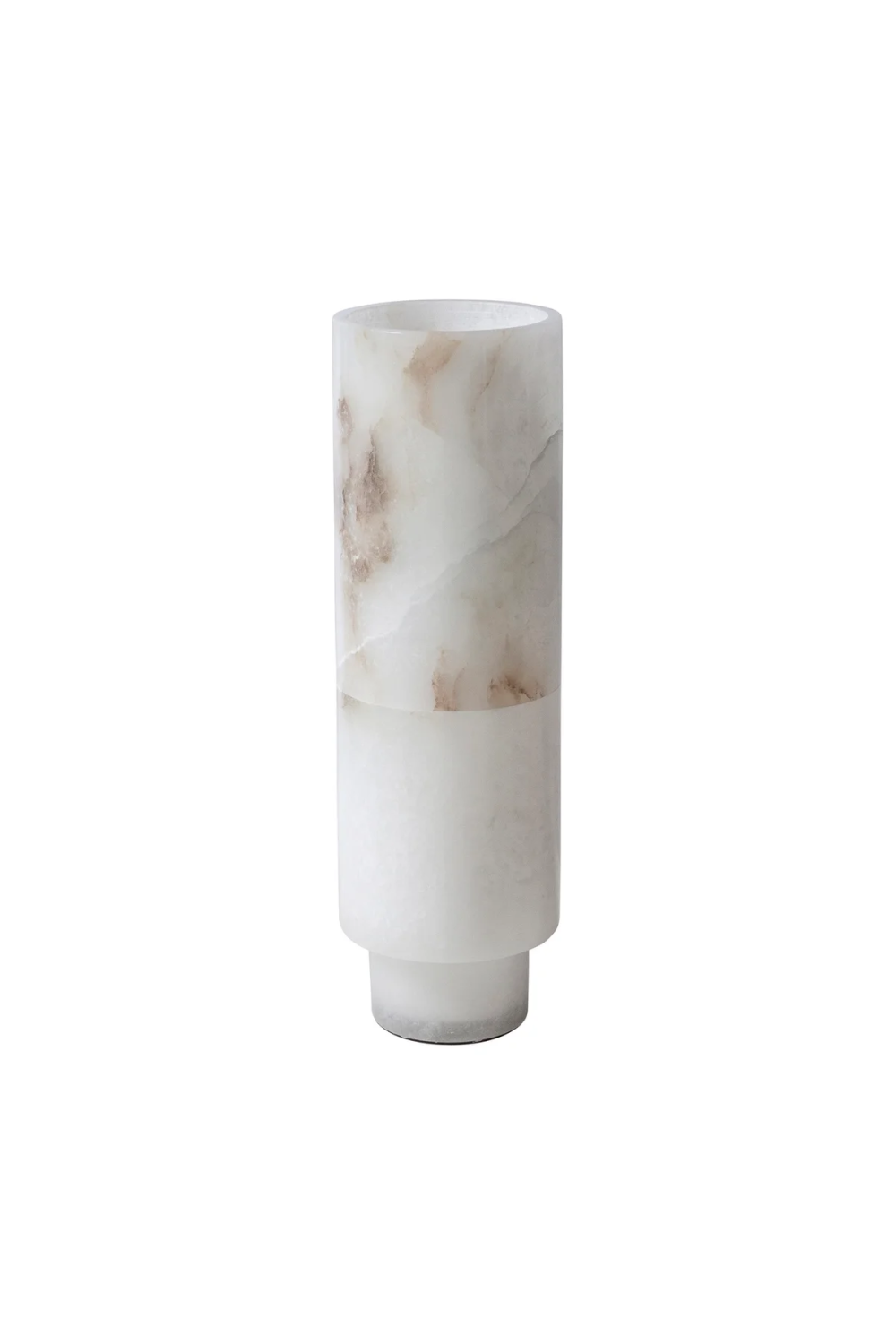 White Cylindrical Alabaster Tealight, Dome Deco Lascar