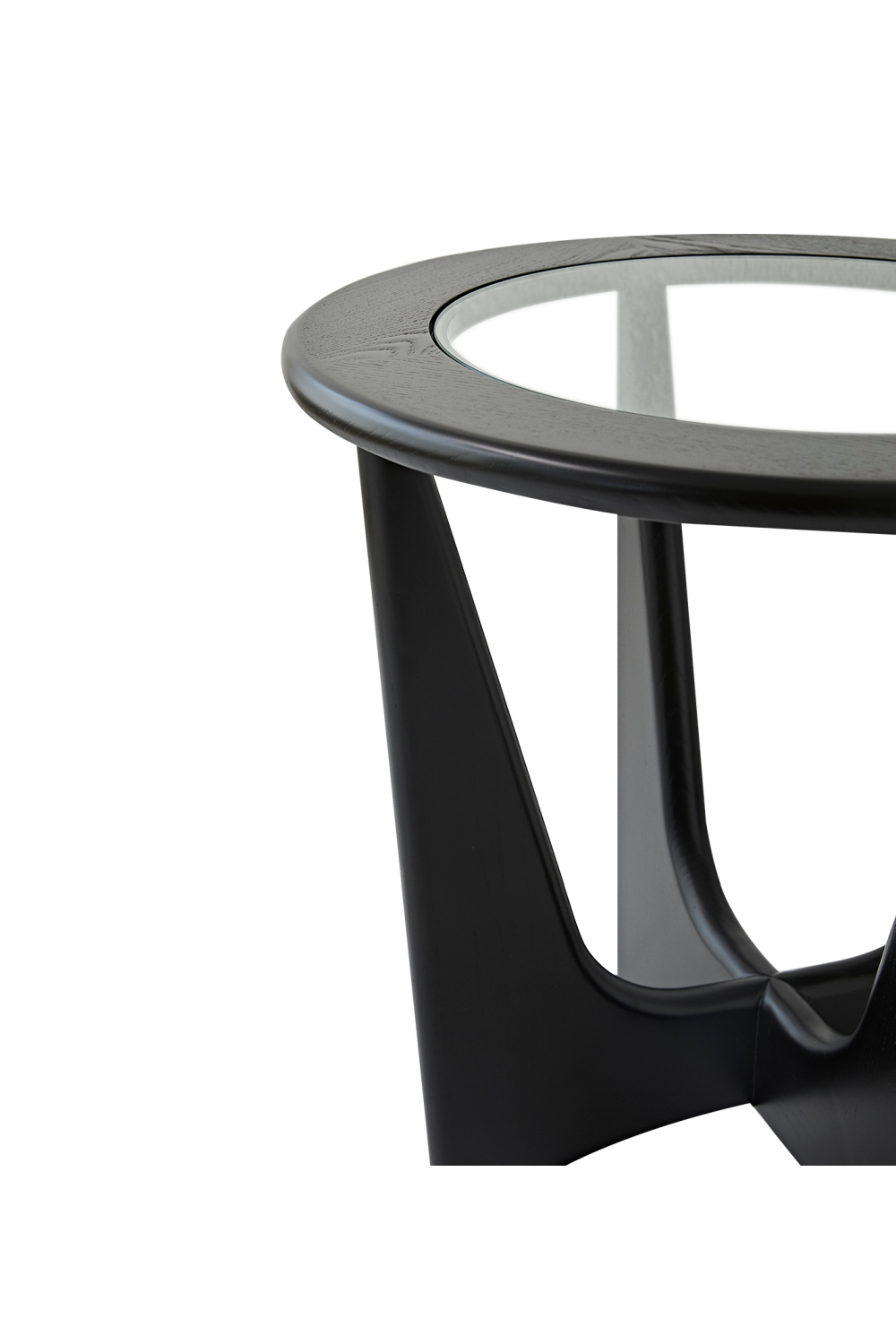 Glass Top Black Wooden Side Table | Liang & Eimil Sculpto | OROA.com