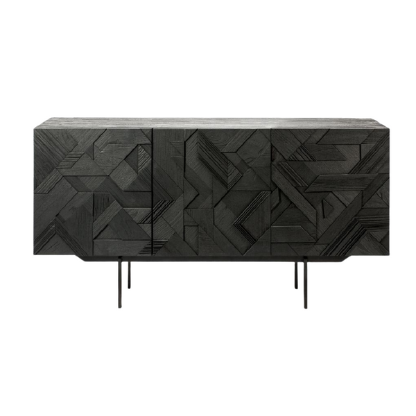 Teak graphic black sideboard deals