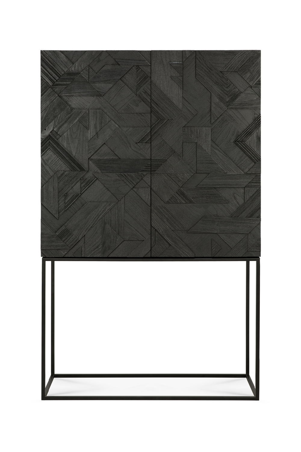 Black Teak Geometrical Cupboard | Ethnicraft Graphic | Oroa.com