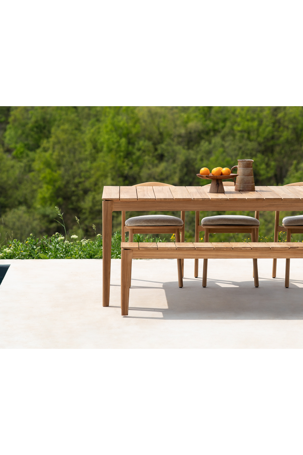 2-Seater Teak Cushioned Outdoor Bench | Ethnicraft Bok | Oroa.com