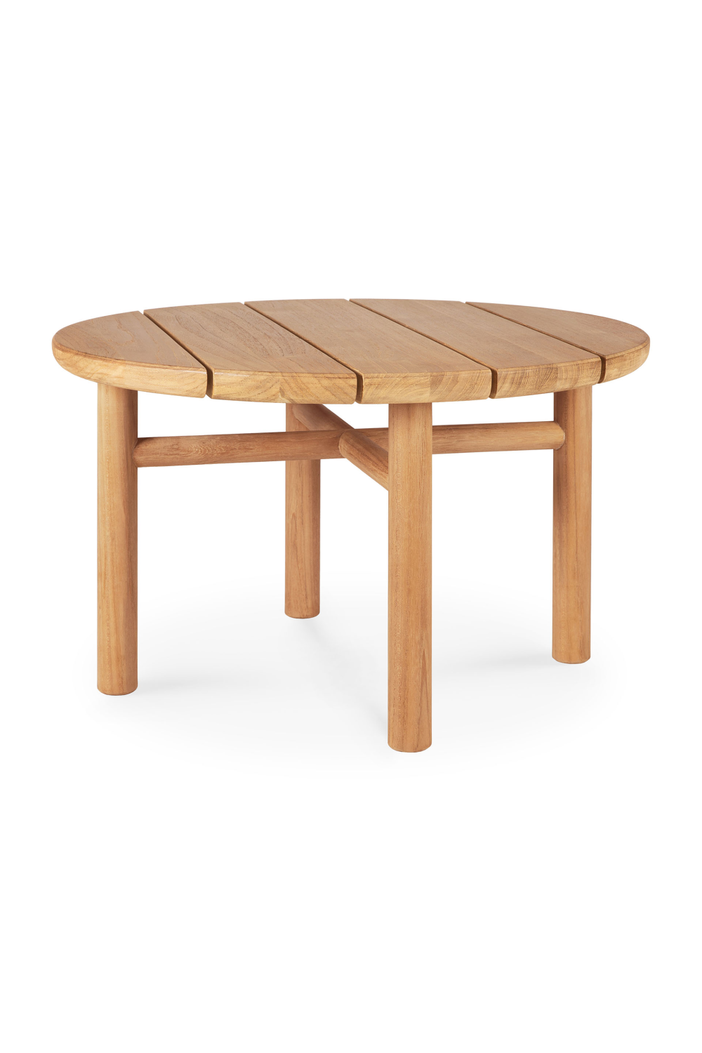 Round Slatted Outdoor Side Table | Ethnicraft Quatro | Oroa.com