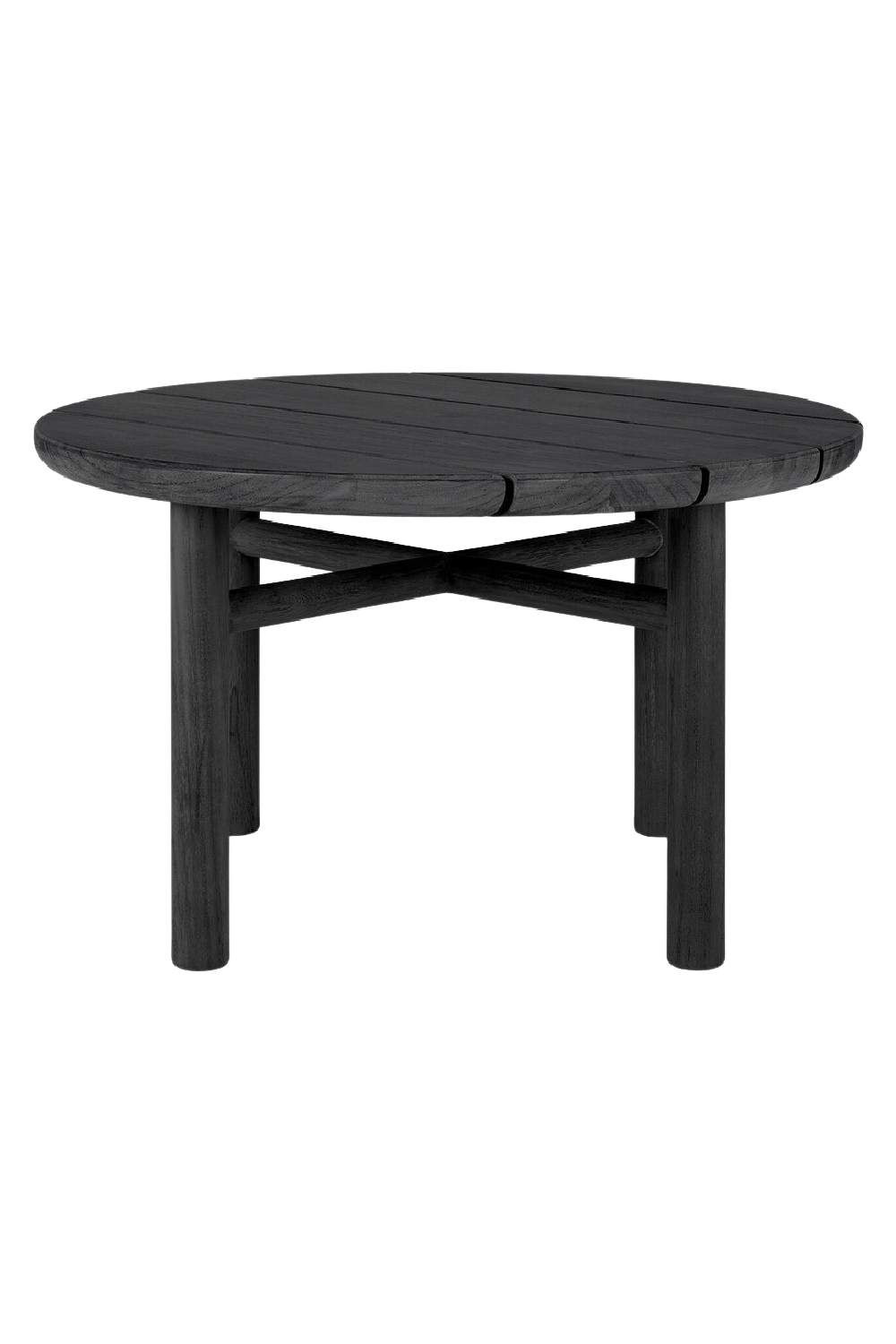 Black Round Slatted Outdoor Side Table | Ethnicraft Quatro | Oroa.com
