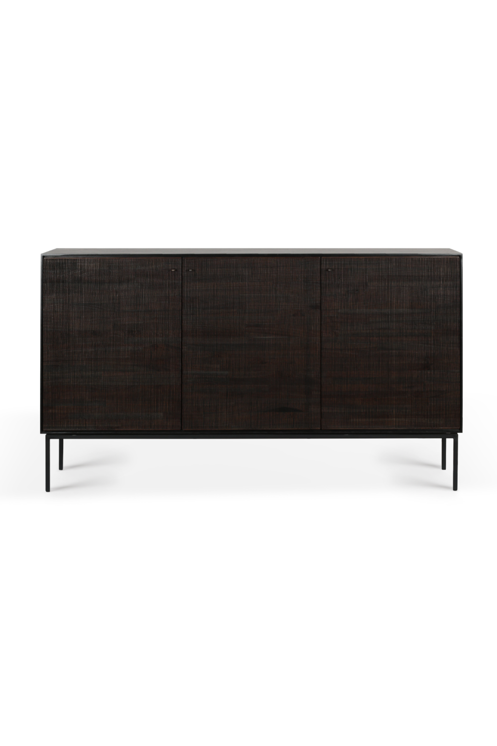 Varnished Teak Black Sideboard | Ethnicraft Grooves | OROA.com