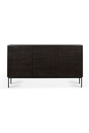 Varnished Teak Black Sideboard | Ethnicraft Grooves | OROA.com