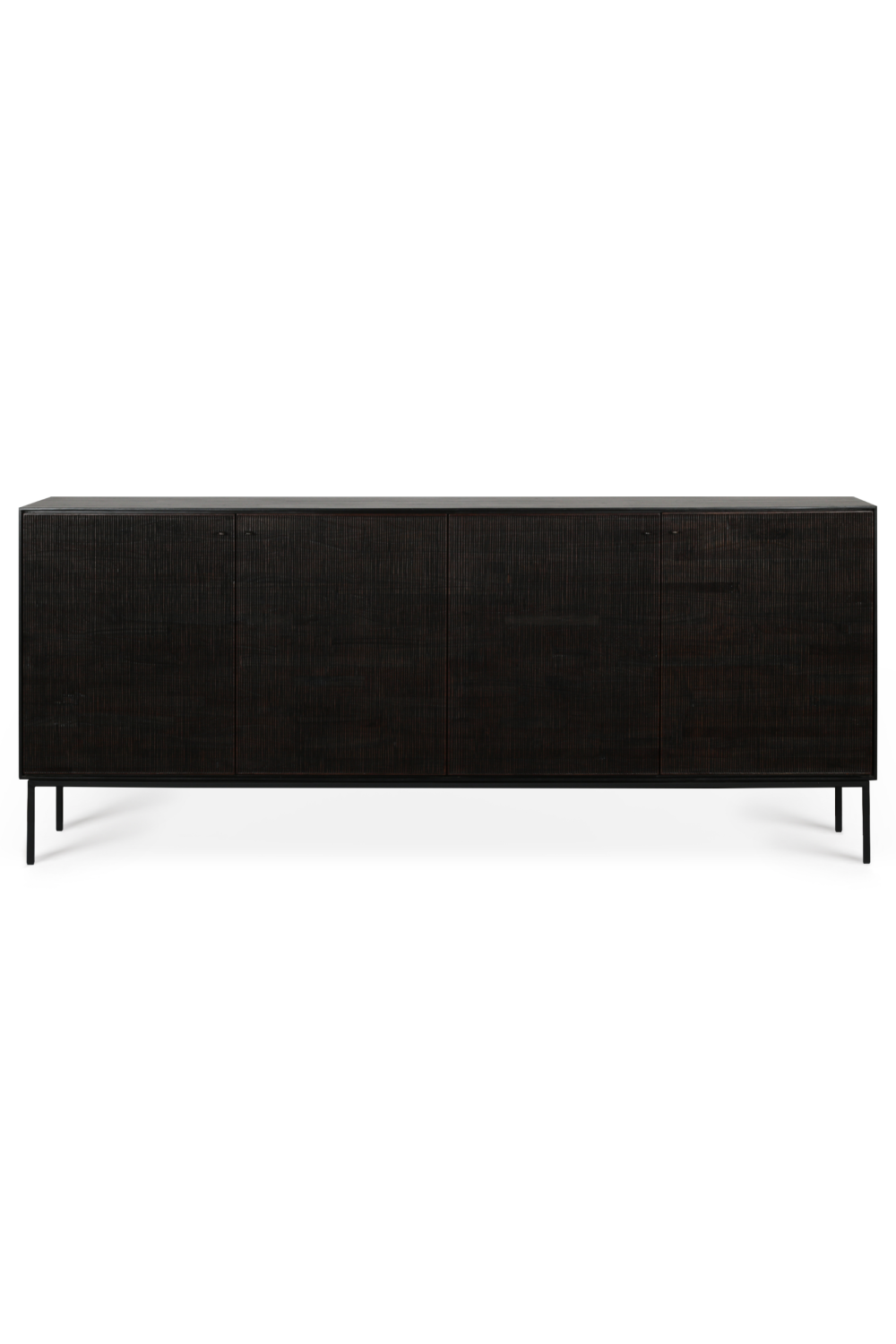 Varnished Teak Black Sideboard | Ethnicraft Grooves | OROA.com