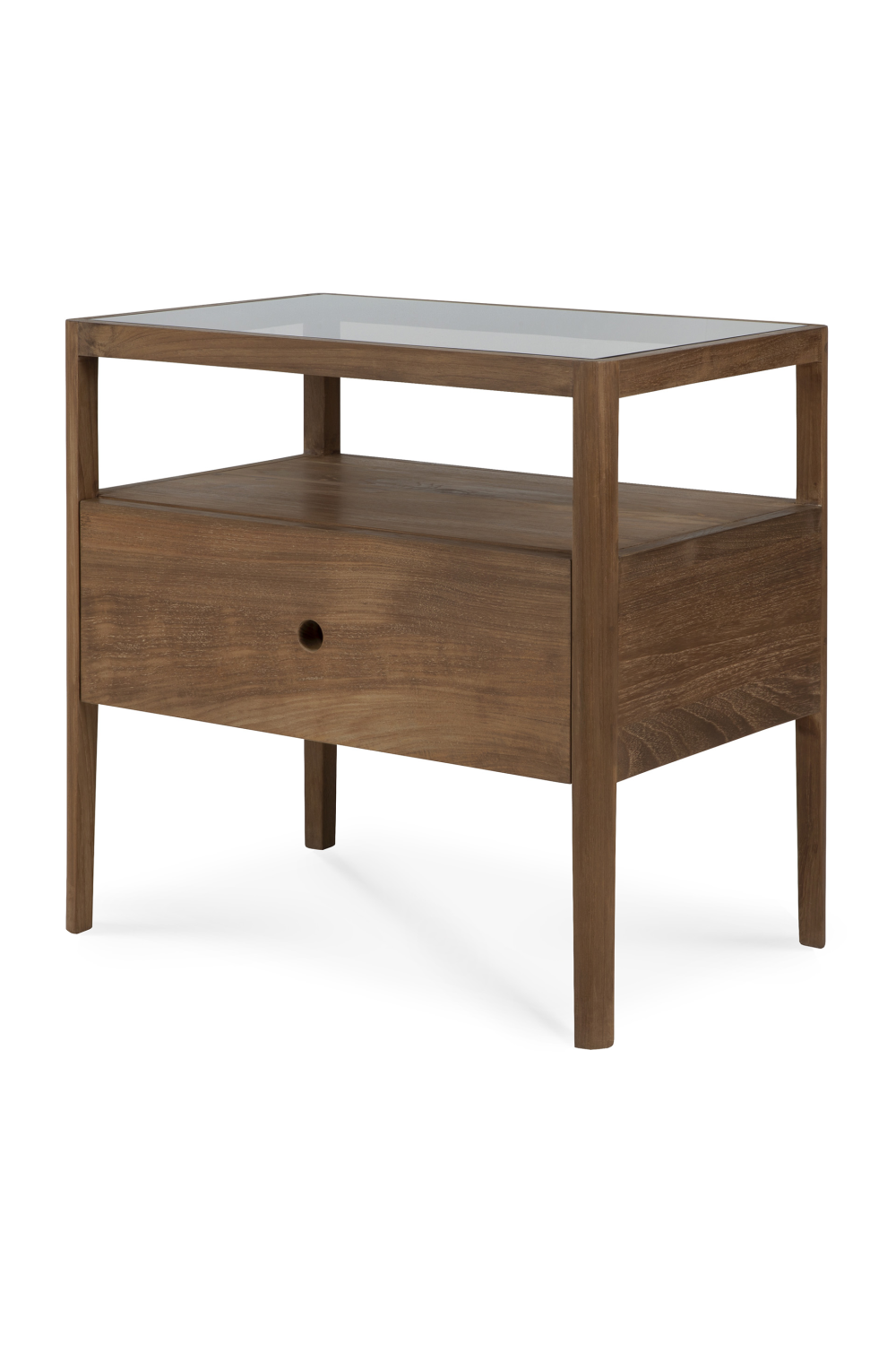 Glass Top Teak Nightstand | Ethnicraft Spindle | Oroa.com
