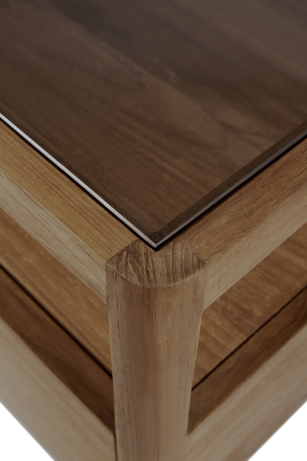 Glass Top Teak Nightstand | Ethnicraft Spindle | Oroa.com