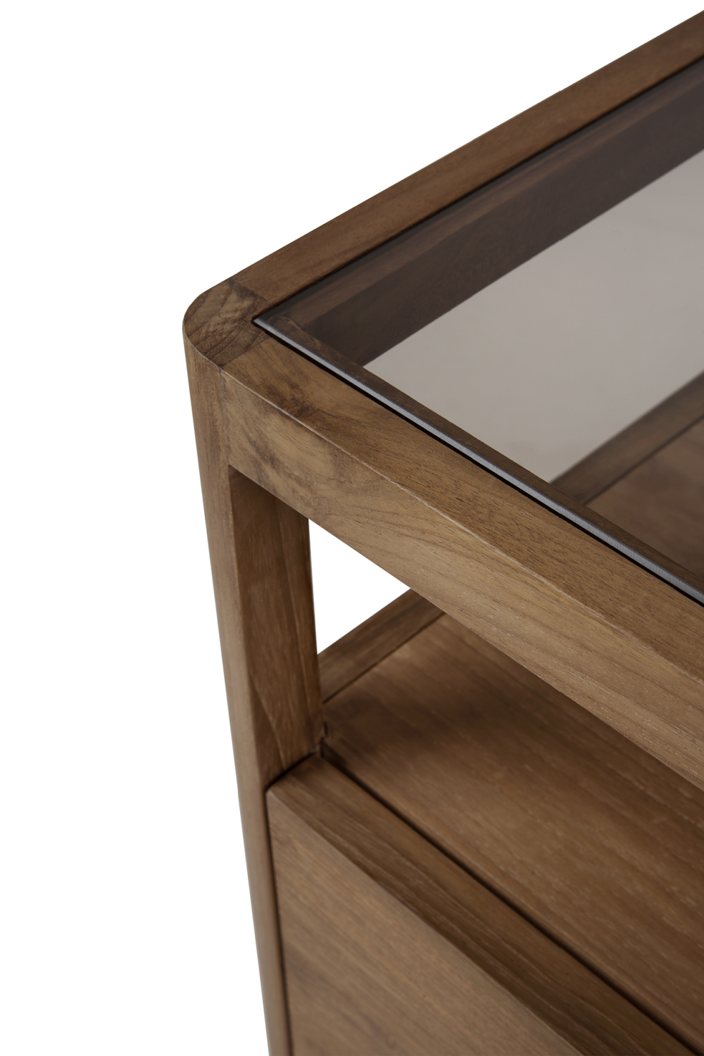 Glass Top Teak Nightstand | Ethnicraft Spindle | Oroa.com