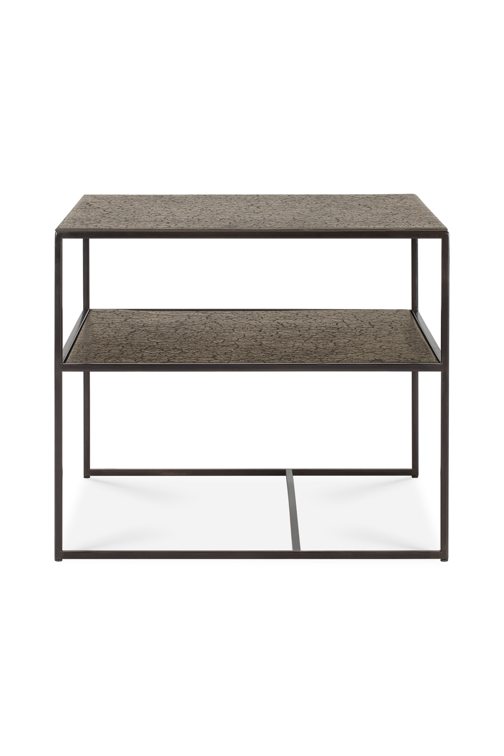 Metallic Side Table With Undershelf | Ethnicraft Pentagon │ Oroa.com