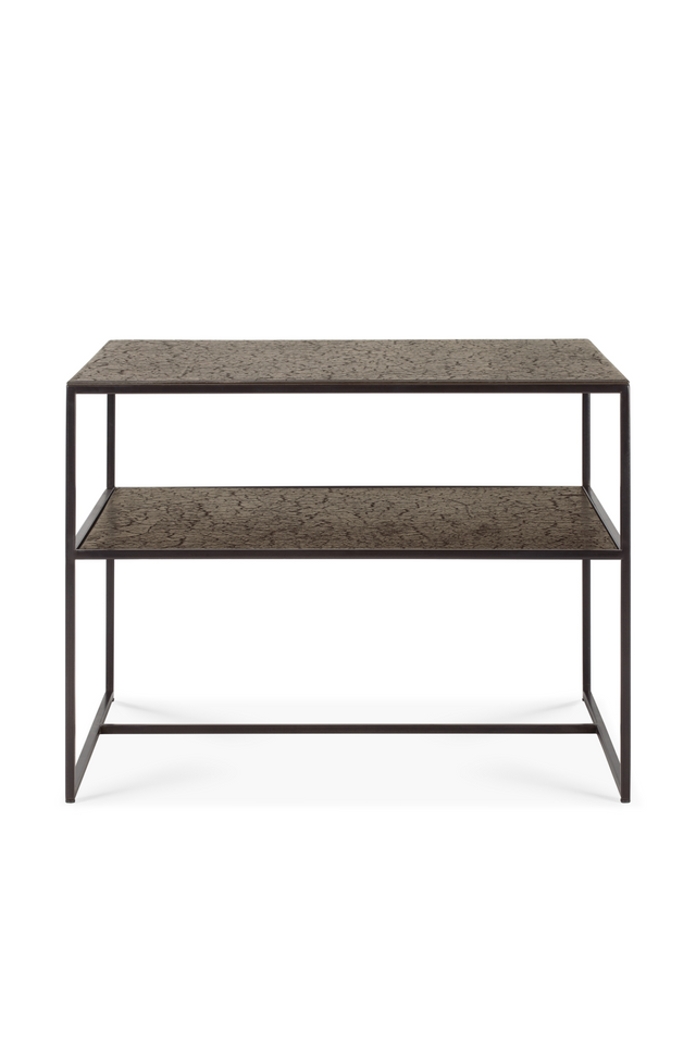 Metallic Side Table With Undershelf | Ethnicraft Pentagon │ Oroa.com