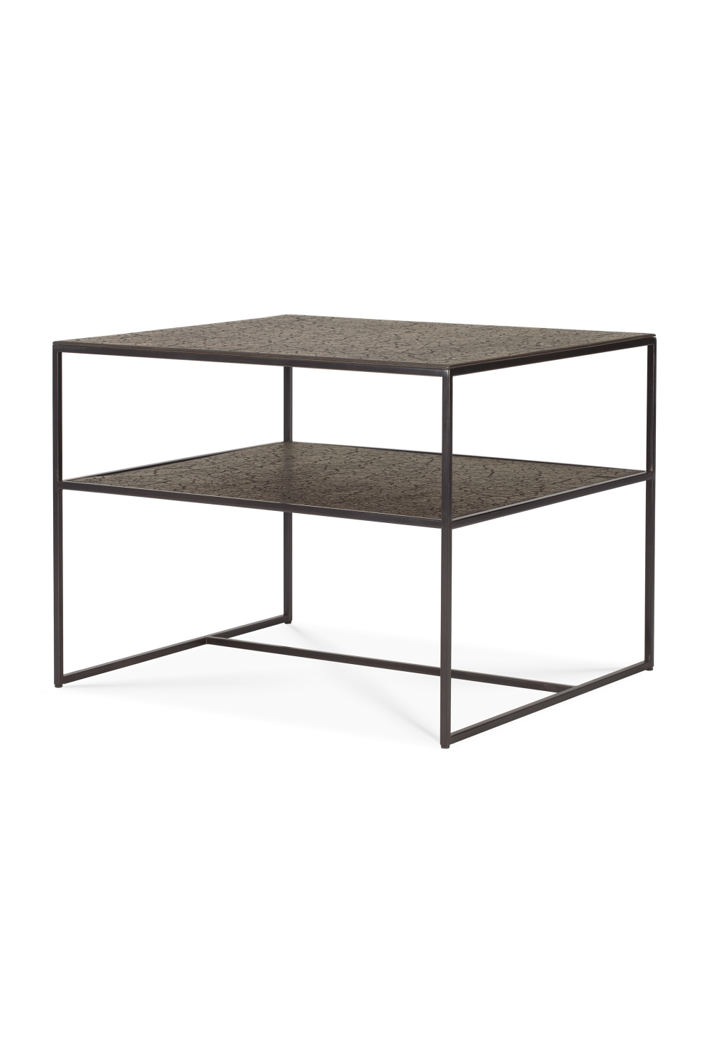 Metallic Side Table With Undershelf | Ethnicraft Pentagon │ Oroa.com