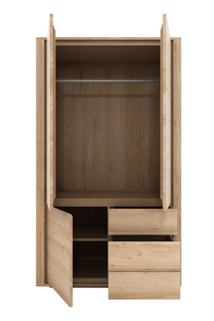 3-Door Oak Wood Wardrobe Cabinet | Ethnicraft Shadow | OROA.COM