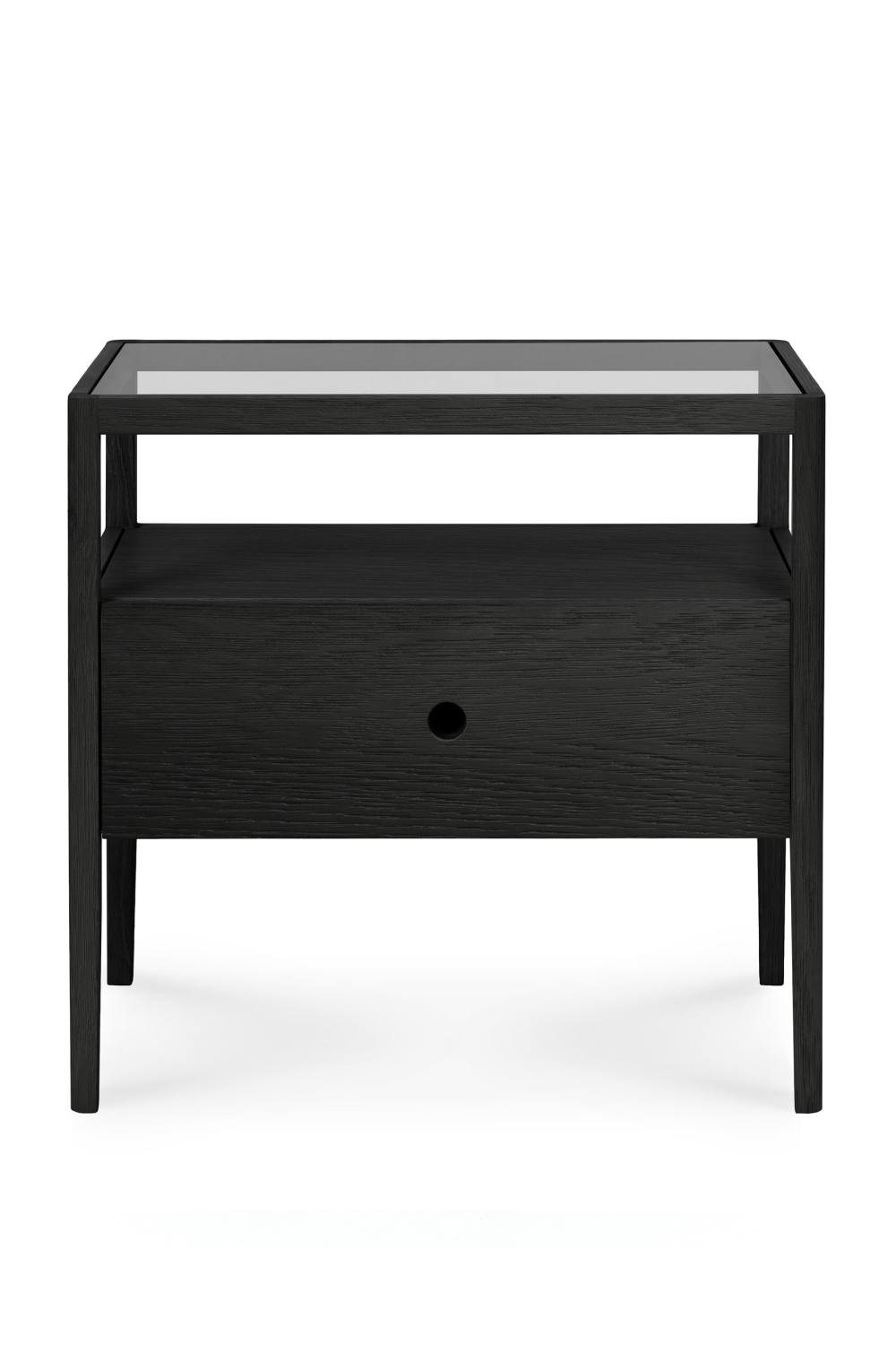 Glass Top Black Oak Nightstand | Ethnicraft Spindle | Oroa.com
