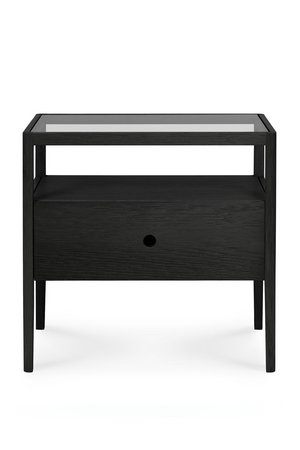 Glass Top Black Oak Nightstand | Ethnicraft Spindle | Oroa.com