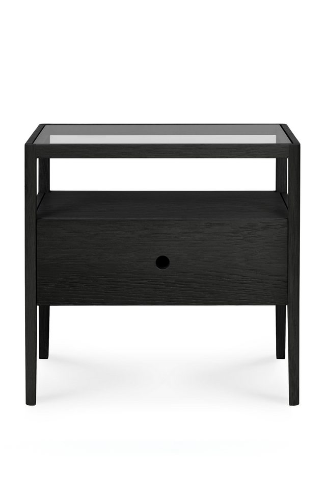 Glass Top Black Oak Nightstand | Ethnicraft Spindle | Oroa.com