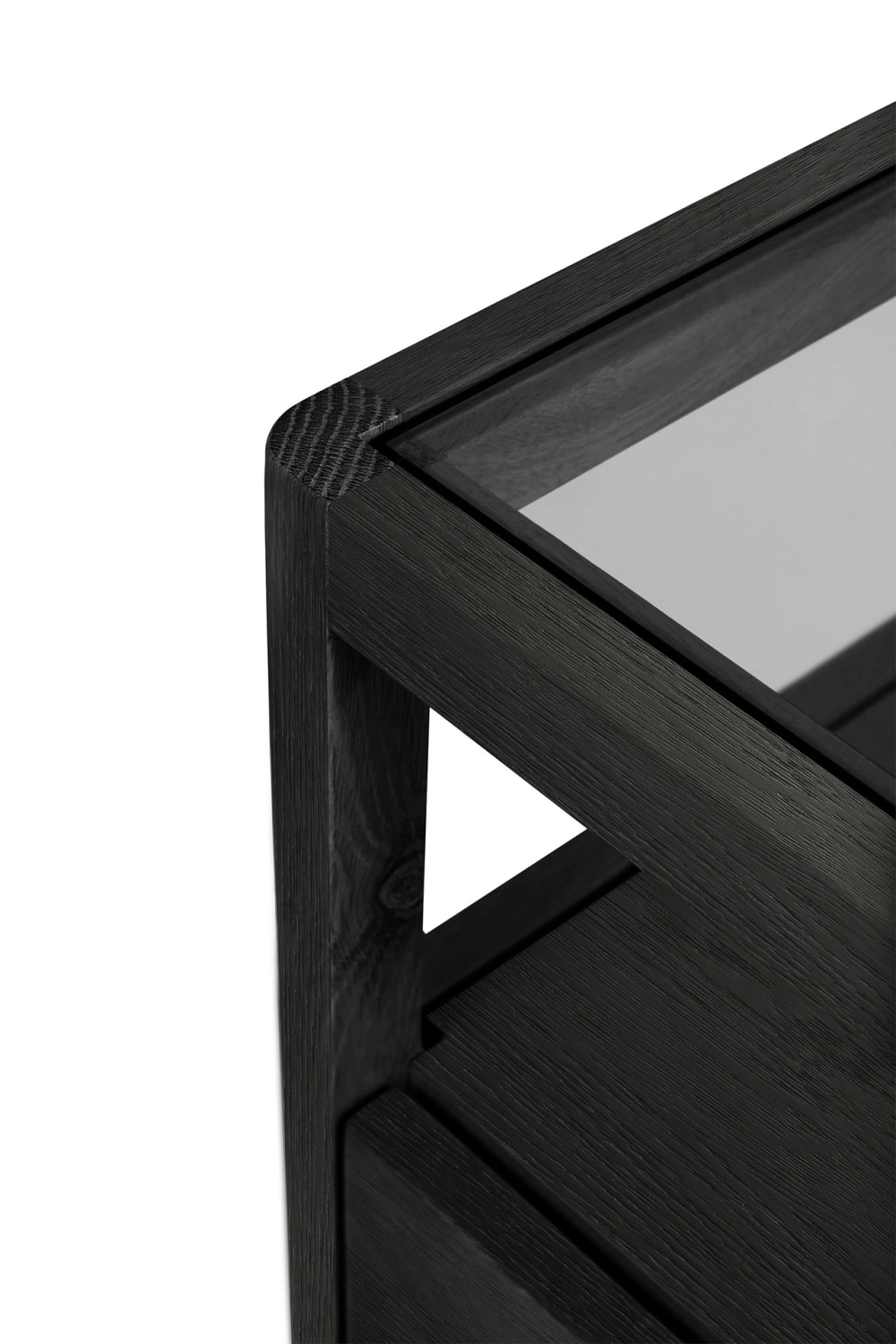 Glass Top Black Oak Nightstand | Ethnicraft Spindle | Oroa.com