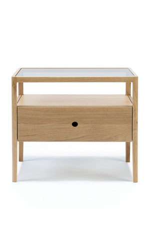 Glass Top Oak Nightstand | Ethnicraft Spindle | Oroa.com