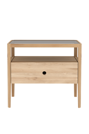 Glass Top Oak Nightstand | Ethnicraft Spindle | Oroa.com