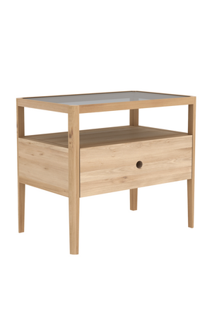 Glass Top Oak Nightstand | Ethnicraft Spindle | Oroa.com
