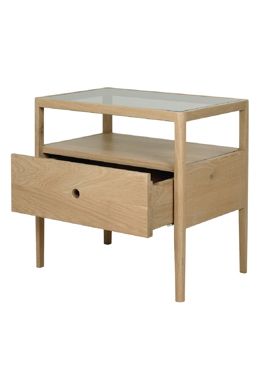 Glass Top Oak Nightstand | Ethnicraft Spindle | Oroa.com