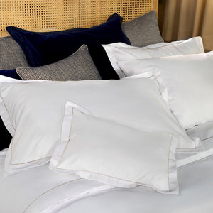 800TC Percale Bordered Sham Set | Amalia Home Gardénia | Oroa.com