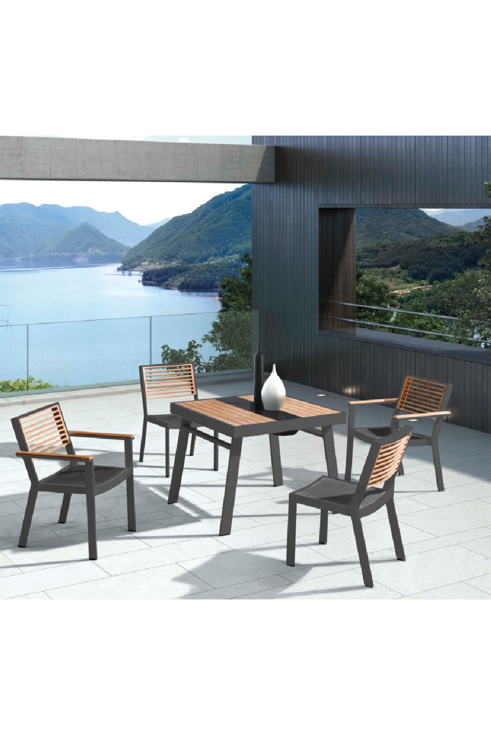 Black wood discount outdoor dining table