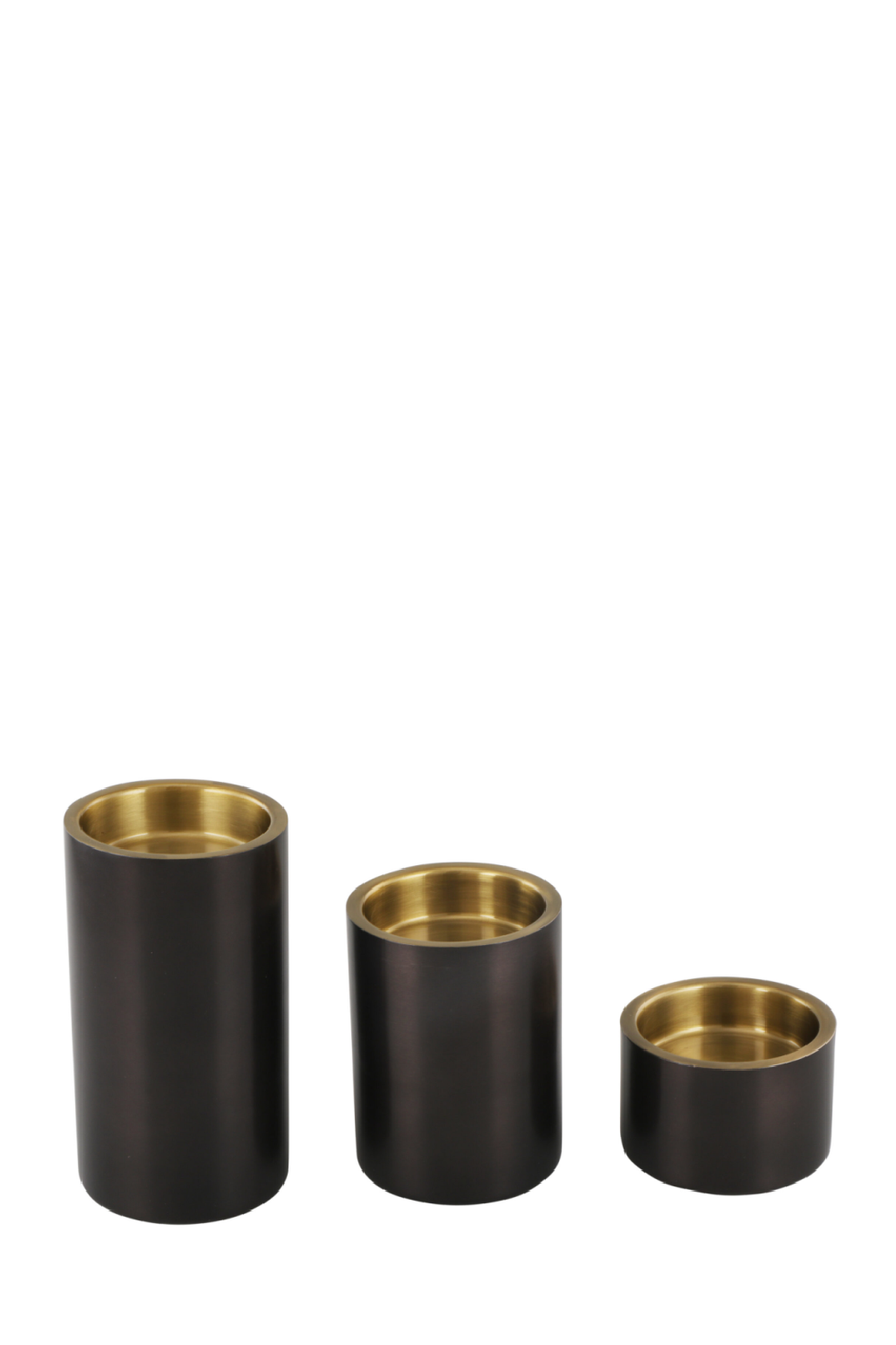 Brushed Black & Gold Metal Candle Holders Set | Liang & Eimil Curtis | Oroa.com