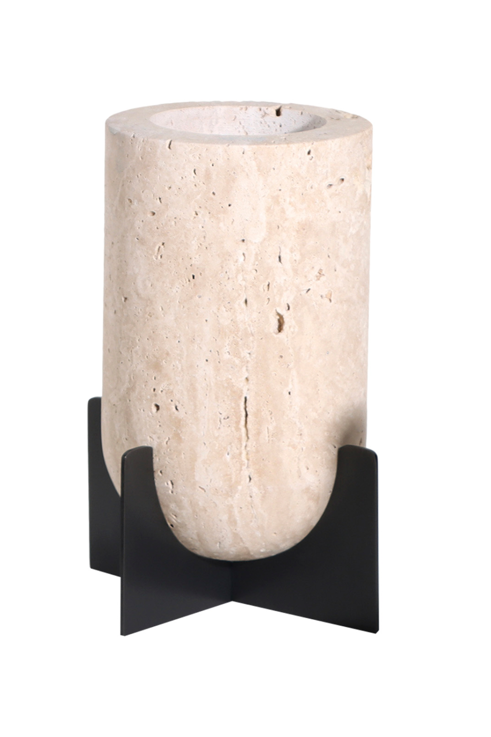 Beige Travertine Cylindrical Candle Holder | Liang & Eimil Berkley | Oroa.com