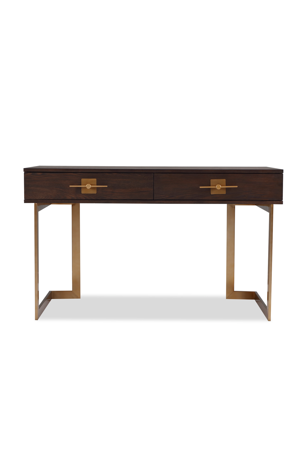 Brown Wooden Brass Accent Desk | Liang & Eimil Ophir | OROA