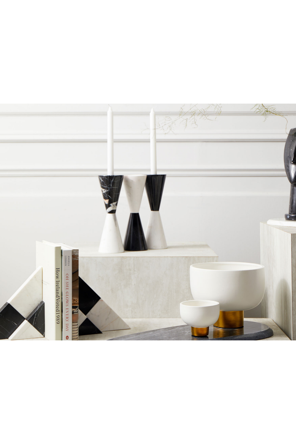 Black & White Marble Abstract Bookends | Liang & Eimil Bond | Oroa.com