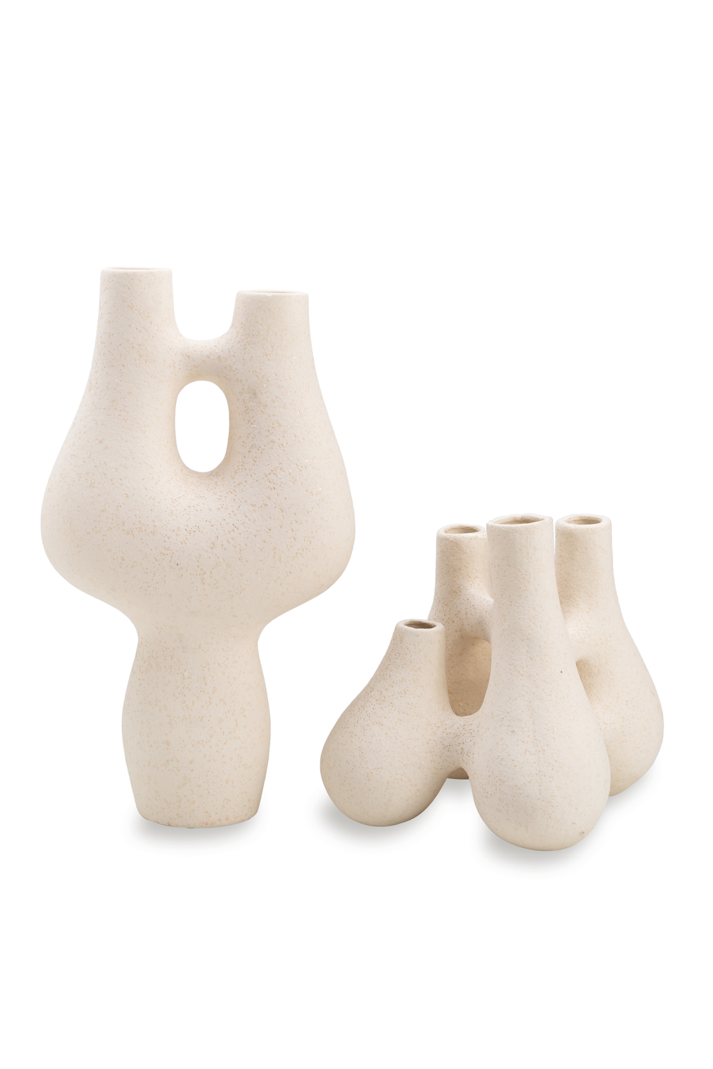 White Ceramic Abstract Vase Set (2) | Holton | Oroa.com
