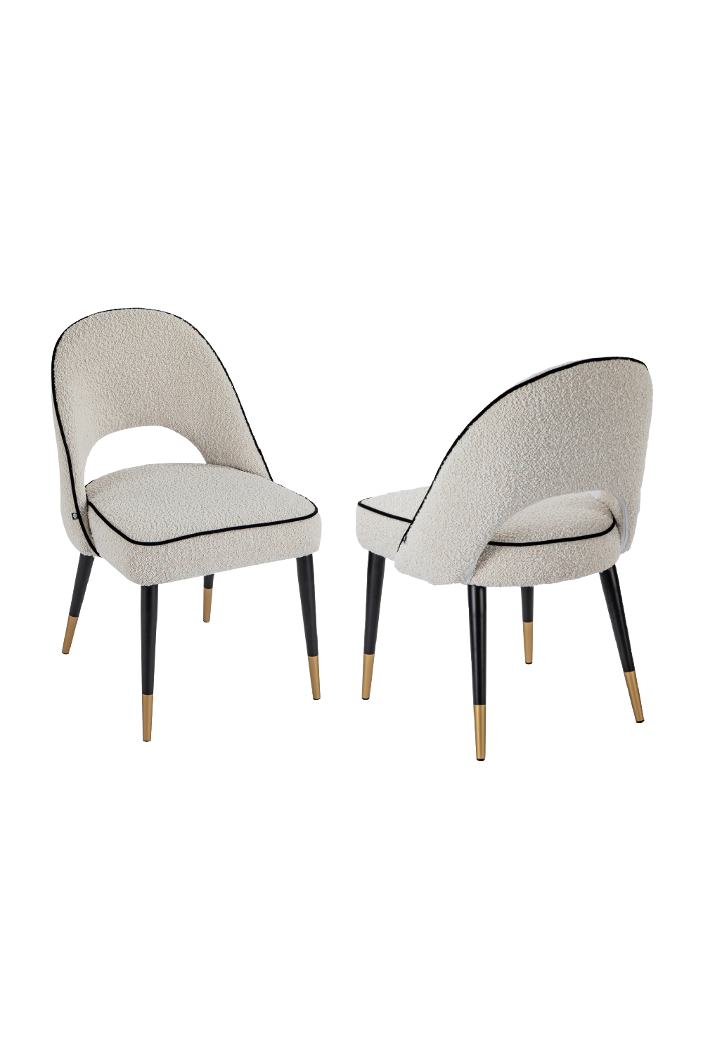 White Bouclé Piped Dining Chairs (2) | Liang & Eimil | Oroa.com