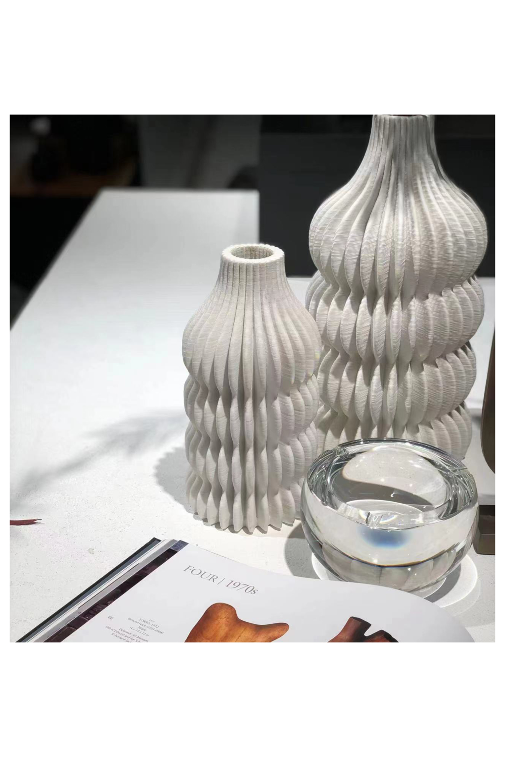 White Ceramic Fluted Vase | Liang & Eimil Iverna | Oroa.com