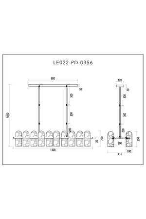 Alabaster Shades Linear Chandelier | Liang & Eimil Amatti | Oroa.com
