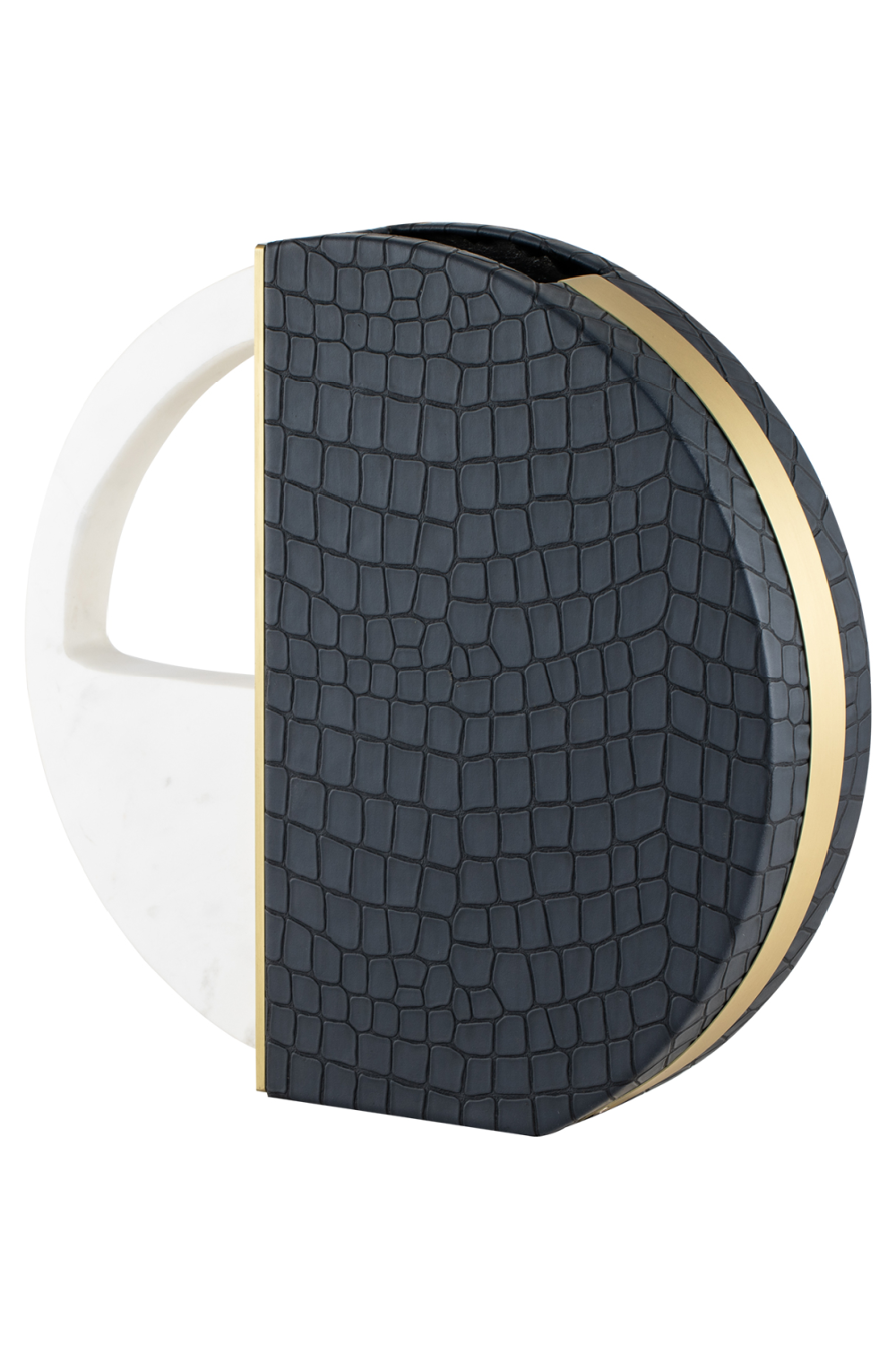 Black Leather and Marble Vase | Liang & Eimil Kalahari | Oroa.com