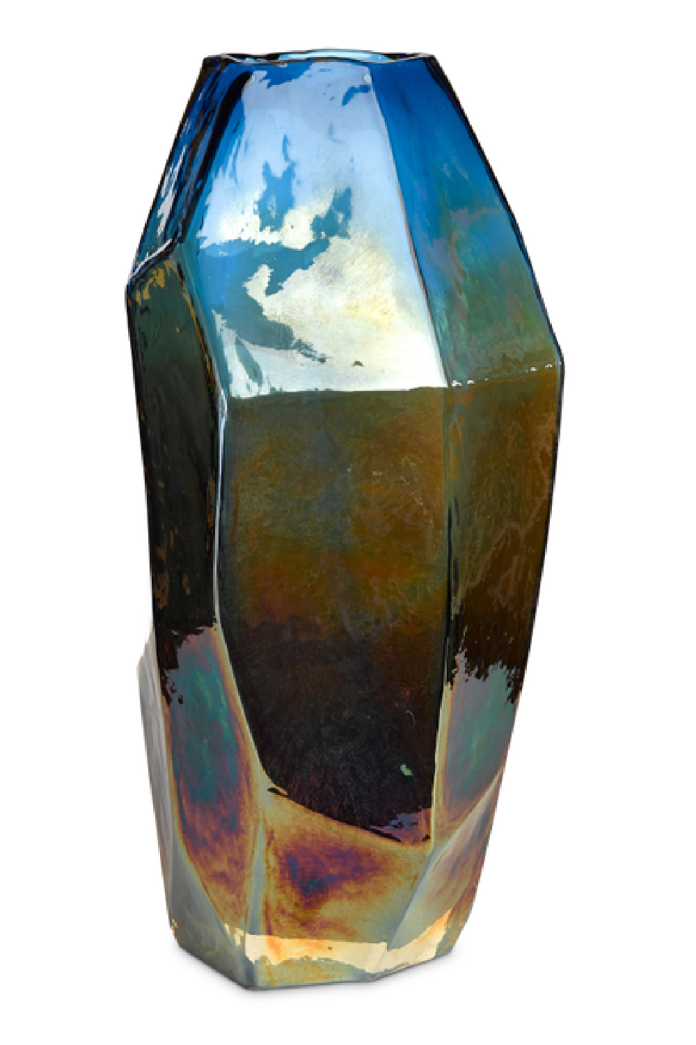Iridescent Faceted Glass Vase M | Pols Potten Graphic Luster | Oroa.com