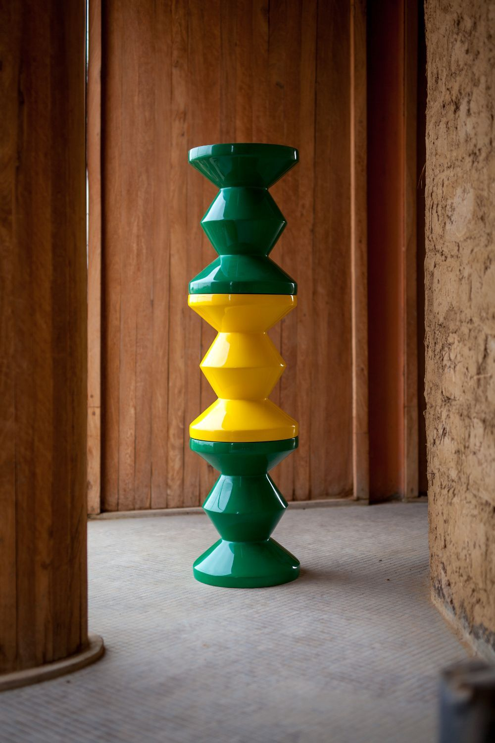 Yellow Lacquered Accent Stool | Pols Potten Zig Zag