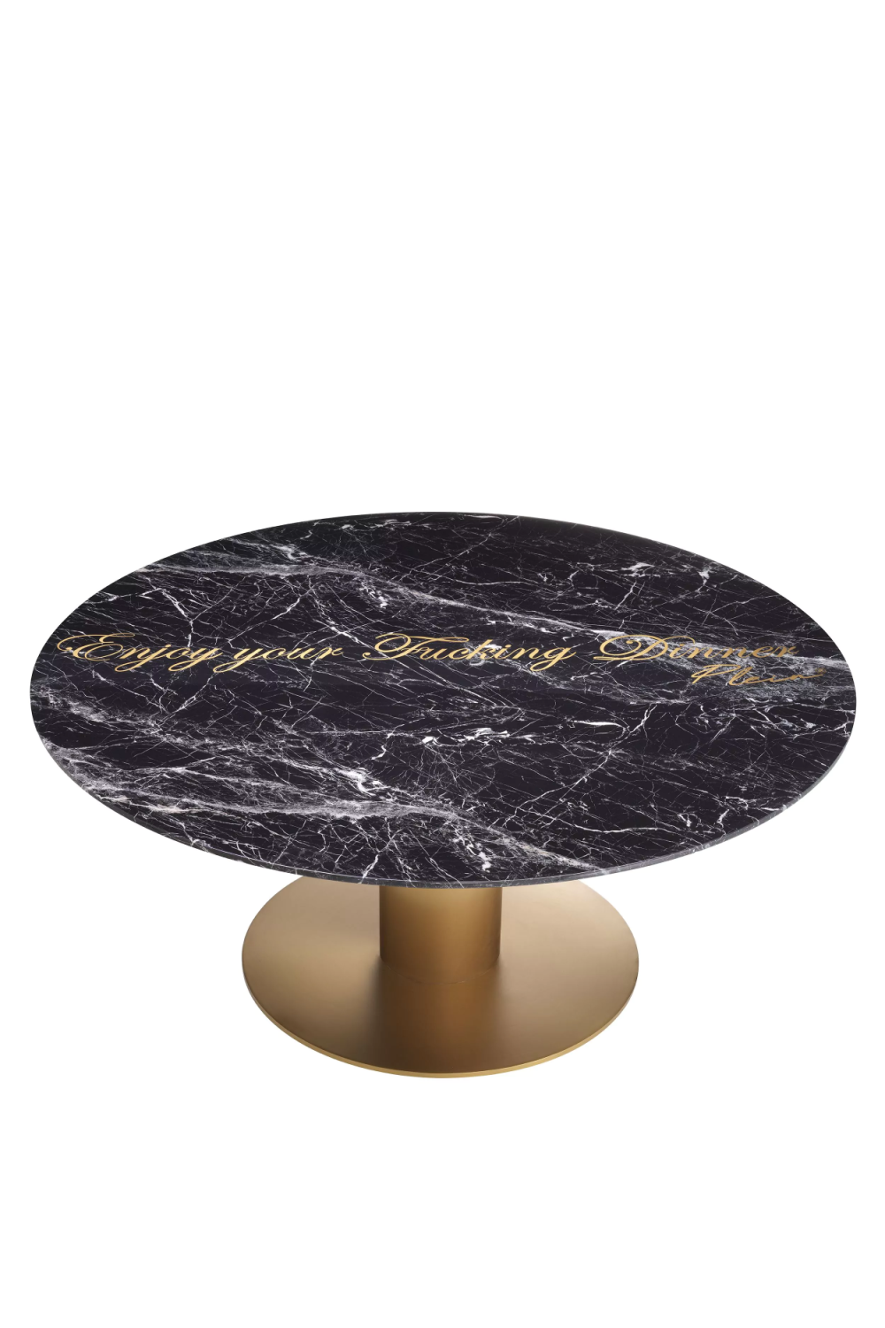 Black Marble Pedestal Dining Table | Philipp Plein Enjoy | Oroa.com