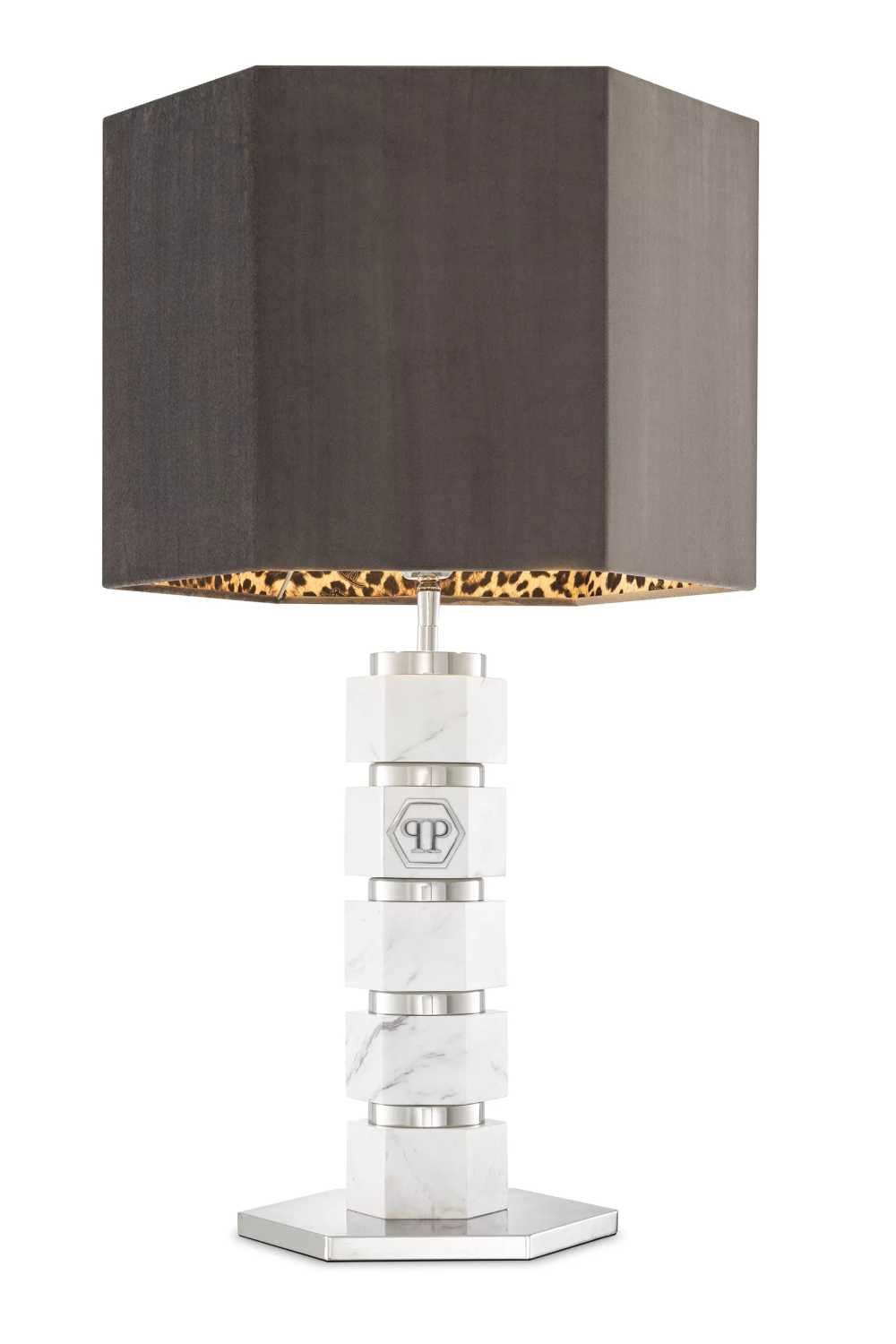 White Marble Stemmed Table Lamp | Philipp Plein Hexagon | Oroa.com