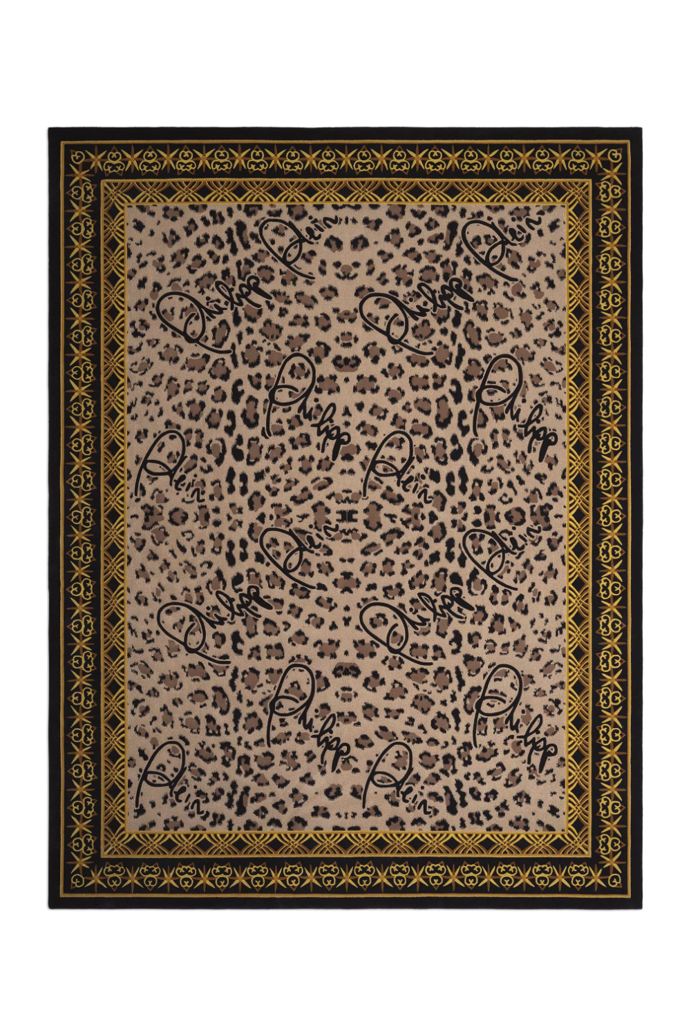 Brown Panther Printed Wool Carpet 10' x 13' | Philipp Plein Jungle | Oroa.com